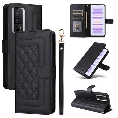 Xiaomi Poco F5 Pro Diamond Lattice Leather Flip Phone Case - Durable and Convenient Holder with Precision Cutouts