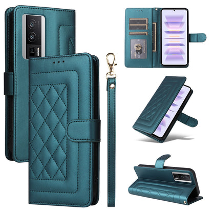Xiaomi Poco F5 Pro Diamond Lattice Leather Flip Phone Case - Durable and Convenient Holder with Precision Cutouts