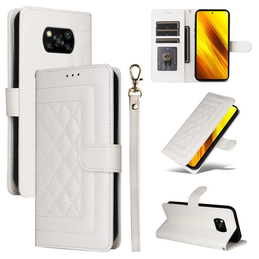 Xiaomi Poco X3 NFC Diamond Lattice Leather Flip Phone Case - Durable and Convenient Holder with Precision Cutouts