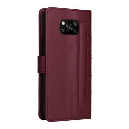 Xiaomi Poco X3 NFC Diamond Lattice Leather Flip Phone Case - Durable and Convenient Holder with Precision Cutouts