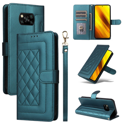 Xiaomi Poco X3 NFC Diamond Lattice Leather Flip Phone Case - Durable and Convenient Holder with Precision Cutouts