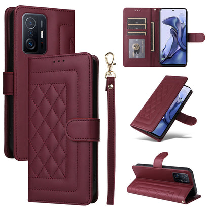 For Xiaomi 11T / 11T Pro Diamond Lattice Leather Flip Phone Case - Durable and Convenient Holder with Precision Cutouts