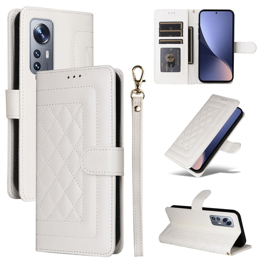 For Xiaomi 12 / 12X Diamond Lattice Leather Flip Phone Case - Durable and Convenient Holder with Precision Cutouts