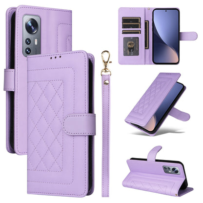 For Xiaomi 12 / 12X Diamond Lattice Leather Flip Phone Case - Durable and Convenient Holder with Precision Cutouts