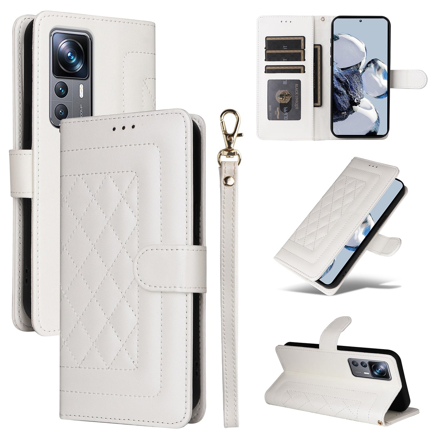 Xiaomi 12T / 12T Pro Diamond Lattice Leather Flip Phone Case - Durable and Convenient Holder with Precision Cutouts