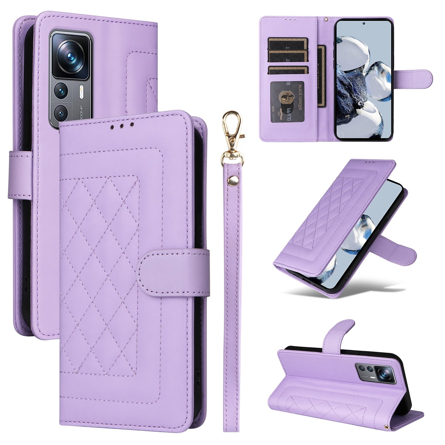 Xiaomi 12T / 12T Pro Diamond Lattice Leather Flip Phone Case - Durable and Convenient Holder with Precision Cutouts