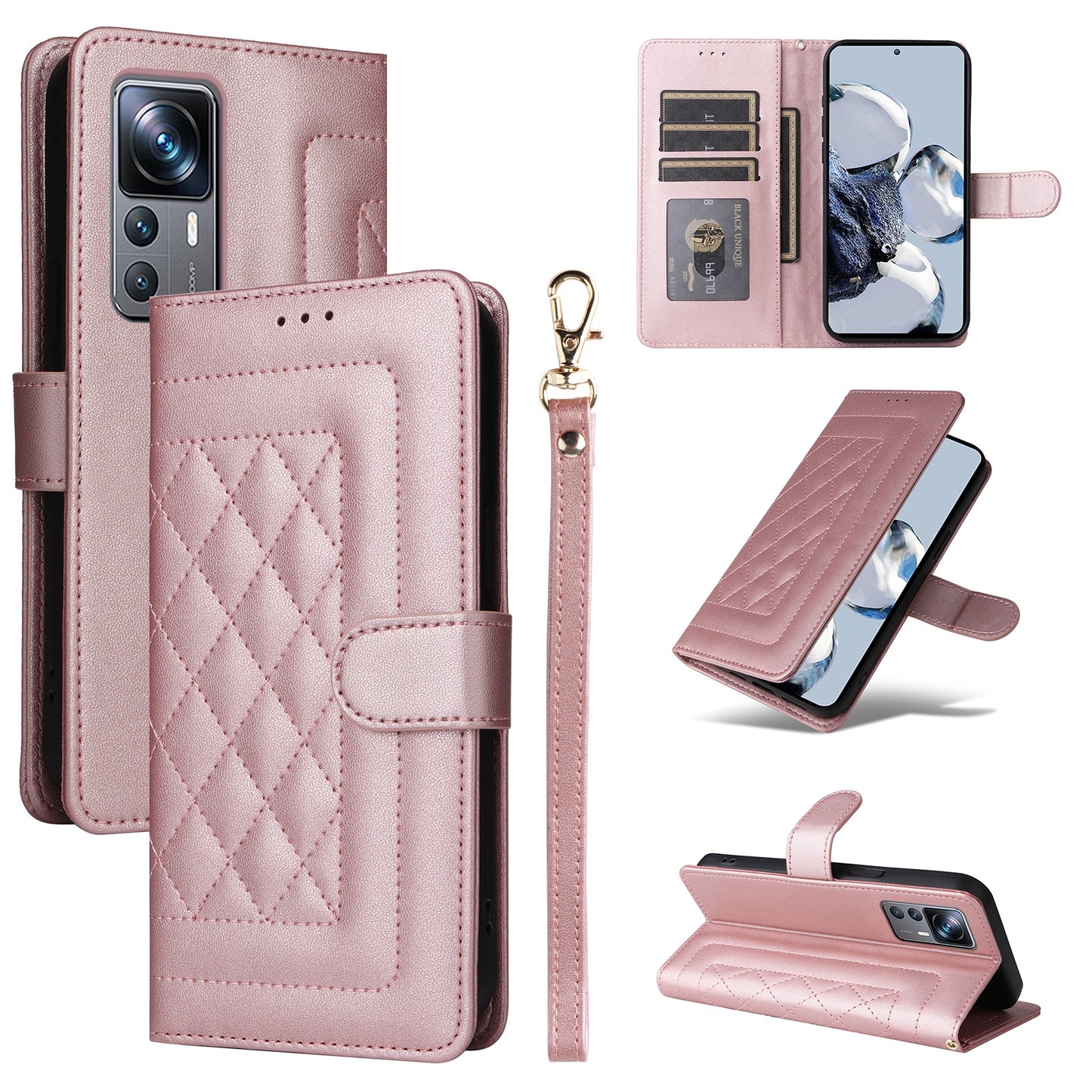Xiaomi 12T / 12T Pro Diamond Lattice Leather Flip Phone Case - Durable and Convenient Holder with Precision Cutouts