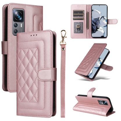 Xiaomi 12T / 12T Pro Diamond Lattice Leather Flip Phone Case - Durable and Convenient Holder with Precision Cutouts