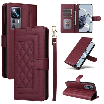 Xiaomi 12T / 12T Pro Diamond Lattice Leather Flip Phone Case - Durable and Convenient Holder with Precision Cutouts