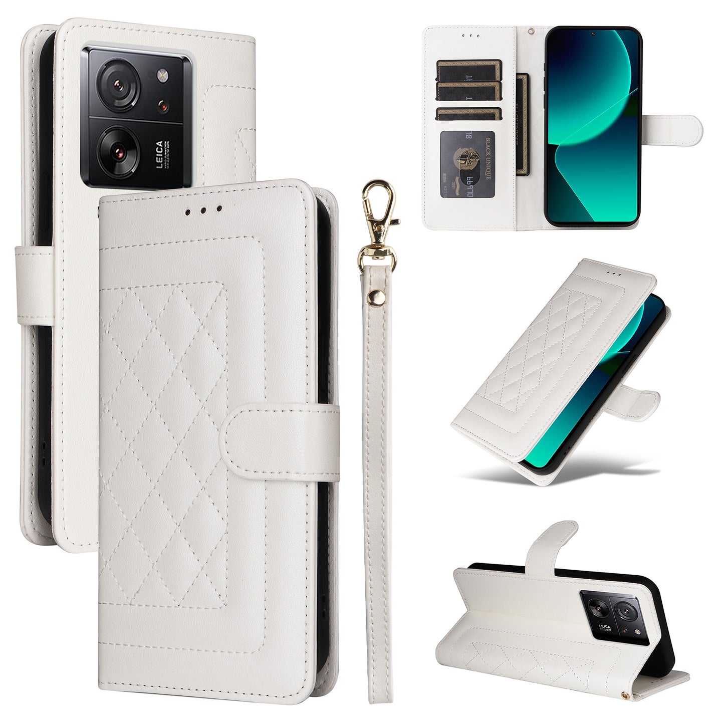 Xiaomi 13T / 13T Pro Diamond Lattice Leather Flip Phone Case - Durable and Convenient Holder with Precision Cutouts