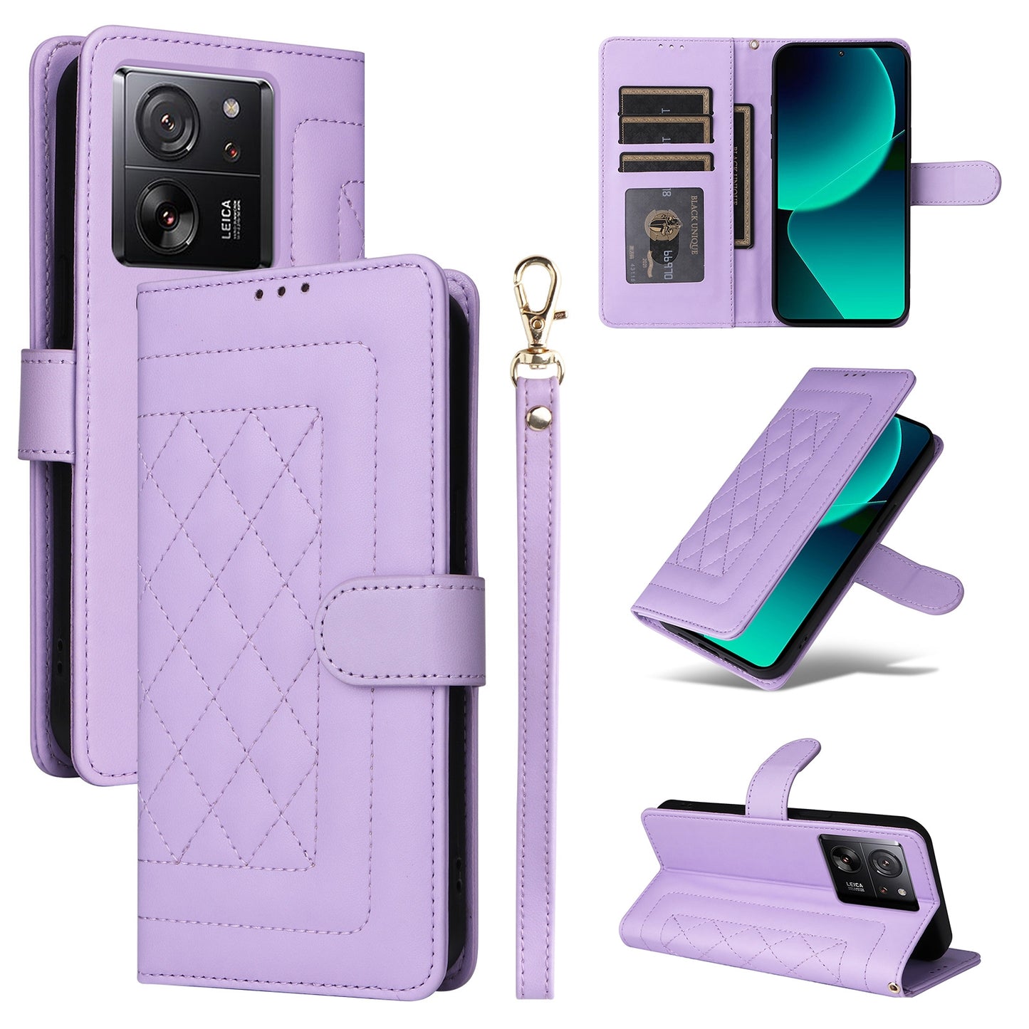 Xiaomi 13T / 13T Pro Diamond Lattice Leather Flip Phone Case - Durable and Convenient Holder with Precision Cutouts