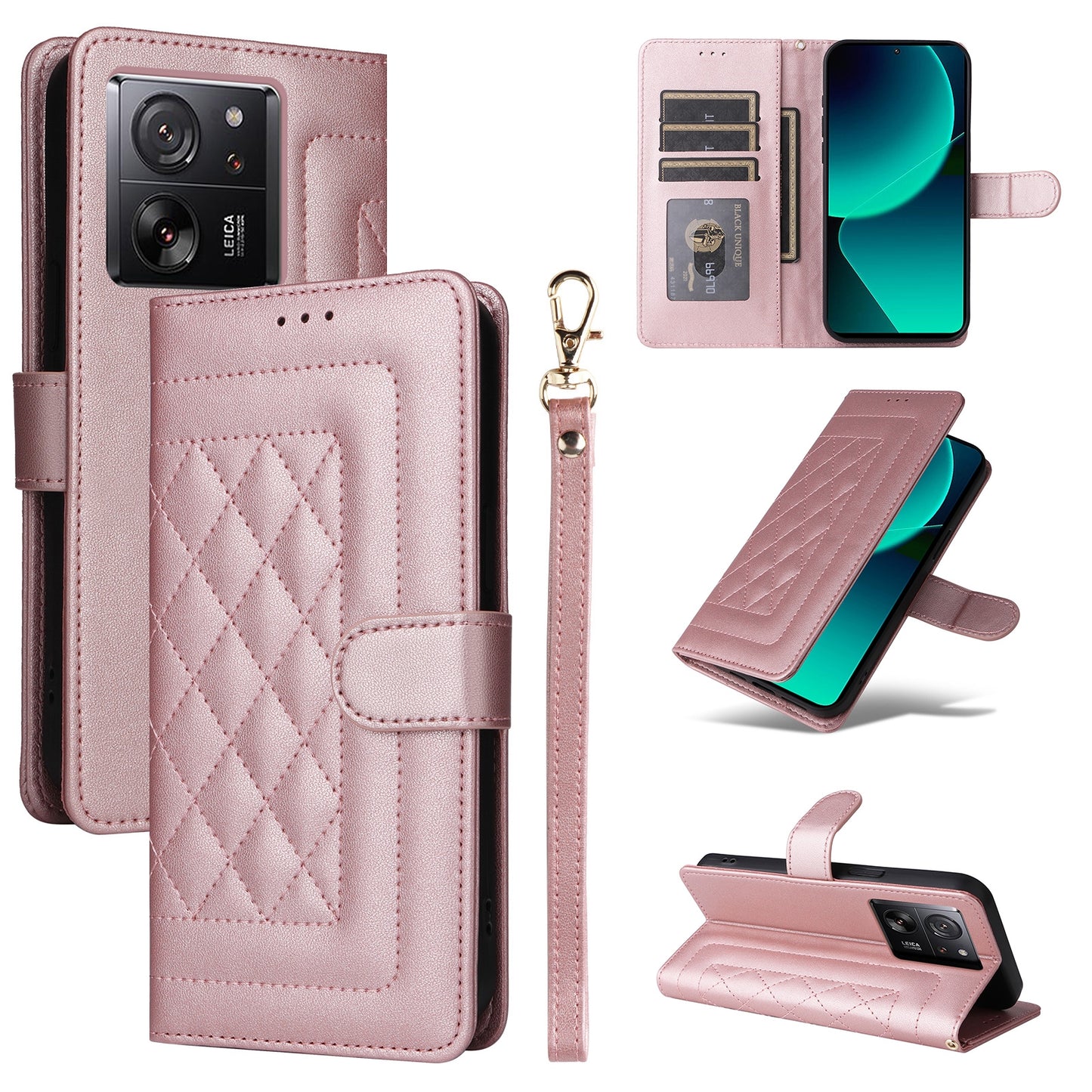 Xiaomi 13T / 13T Pro Diamond Lattice Leather Flip Phone Case - Durable and Convenient Holder with Precision Cutouts