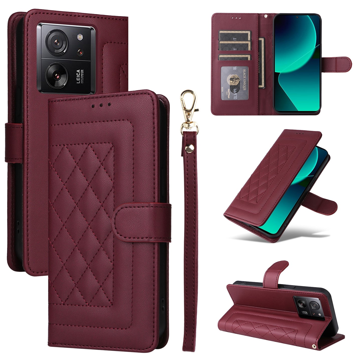 Xiaomi 13T / 13T Pro Diamond Lattice Leather Flip Phone Case - Durable and Convenient Holder with Precision Cutouts