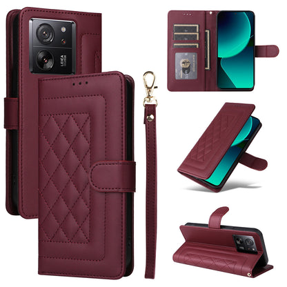 Xiaomi 13T / 13T Pro Diamond Lattice Leather Flip Phone Case - Durable and Convenient Holder with Precision Cutouts