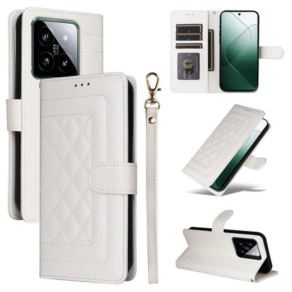 Xiaomi 14 5G Diamond Lattice Leather Flip Phone Case - Durable and Convenient Holder with Precision Cutouts