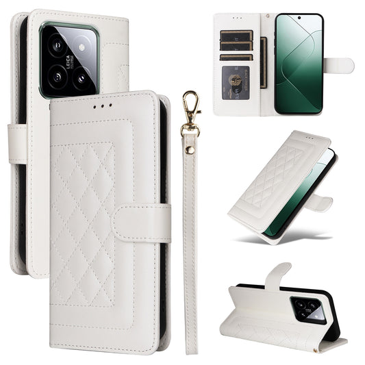 Xiaomi 14 5G Diamond Lattice Leather Flip Phone Case - Durable and Convenient Holder with Precision Cutouts