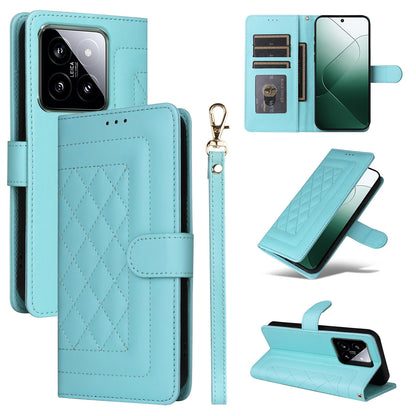 Xiaomi 14 5G Diamond Lattice Leather Flip Phone Case - Durable and Convenient Holder with Precision Cutouts
