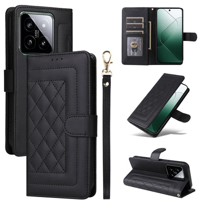 Xiaomi 14 5G Diamond Lattice Leather Flip Phone Case - Durable and Convenient Holder with Precision Cutouts