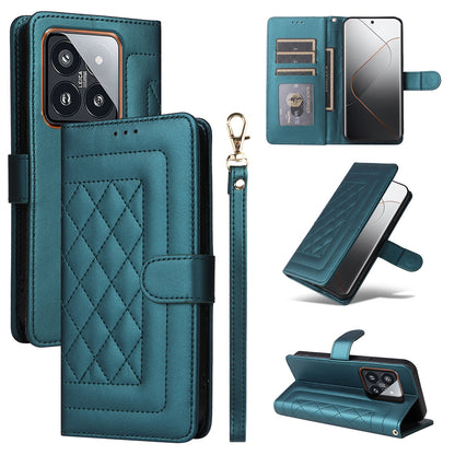 Xiaomi 14 Pro 5G Diamond Lattice Leather Flip Phone Case - Durable and Convenient Holder with Precision Cutouts