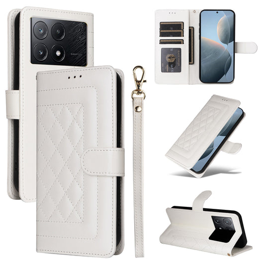 Xiaomi Poco X6 Pro 5G Diamond Lattice Leather Flip Phone Case - Durable and Convenient Holder with Precision Cutouts