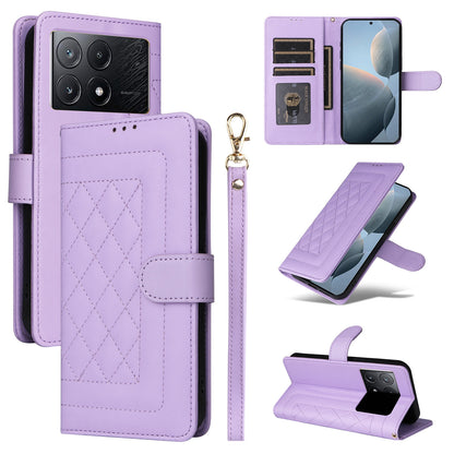 Xiaomi Poco X6 Pro 5G Diamond Lattice Leather Flip Phone Case - Durable and Convenient Holder with Precision Cutouts