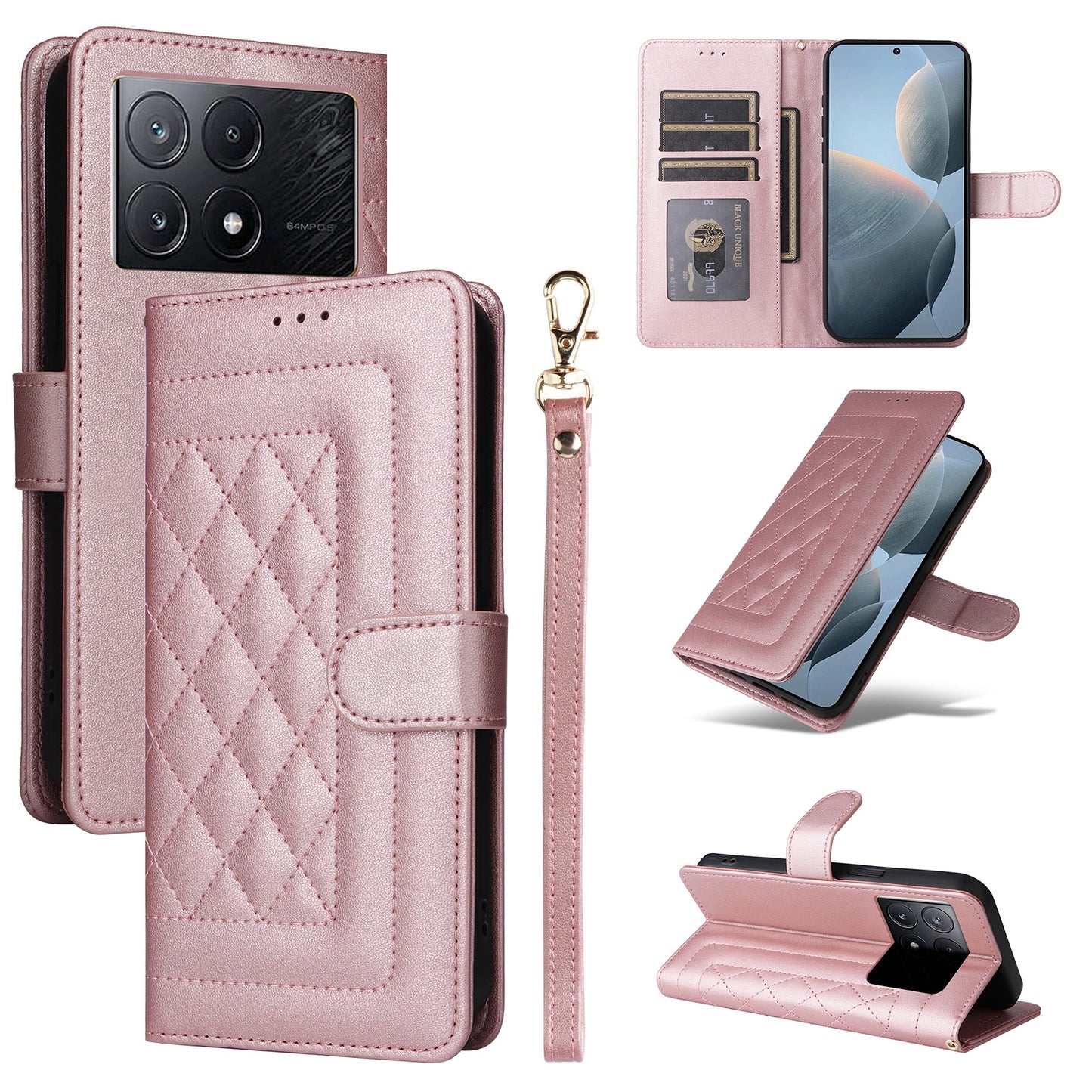 Xiaomi Poco X6 Pro 5G Diamond Lattice Leather Flip Phone Case - Durable and Convenient Holder with Precision Cutouts