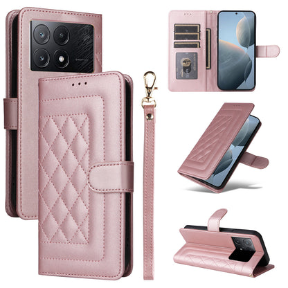 Xiaomi Poco X6 Pro 5G Diamond Lattice Leather Flip Phone Case - Durable and Convenient Holder with Precision Cutouts