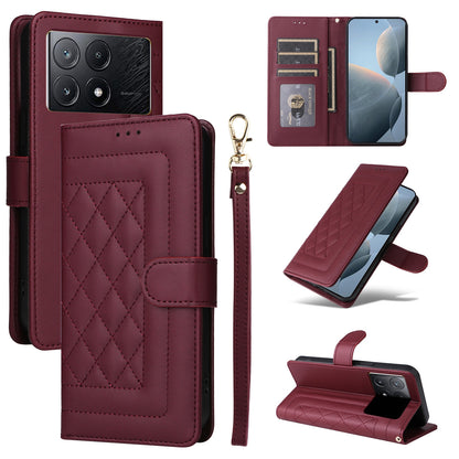 Xiaomi Poco X6 Pro 5G Diamond Lattice Leather Flip Phone Case - Durable and Convenient Holder with Precision Cutouts
