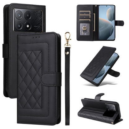 Xiaomi Poco X6 Pro 5G Diamond Lattice Leather Flip Phone Case - Durable and Convenient Holder with Precision Cutouts