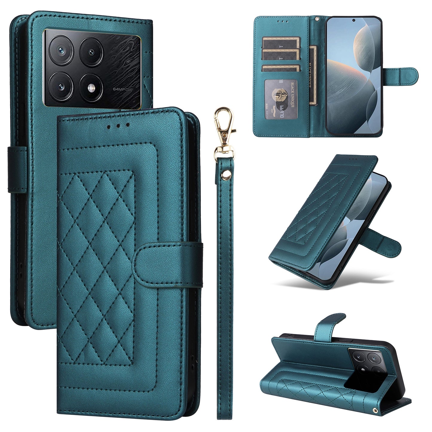 Xiaomi Poco X6 Pro 5G Diamond Lattice Leather Flip Phone Case - Durable and Convenient Holder with Precision Cutouts
