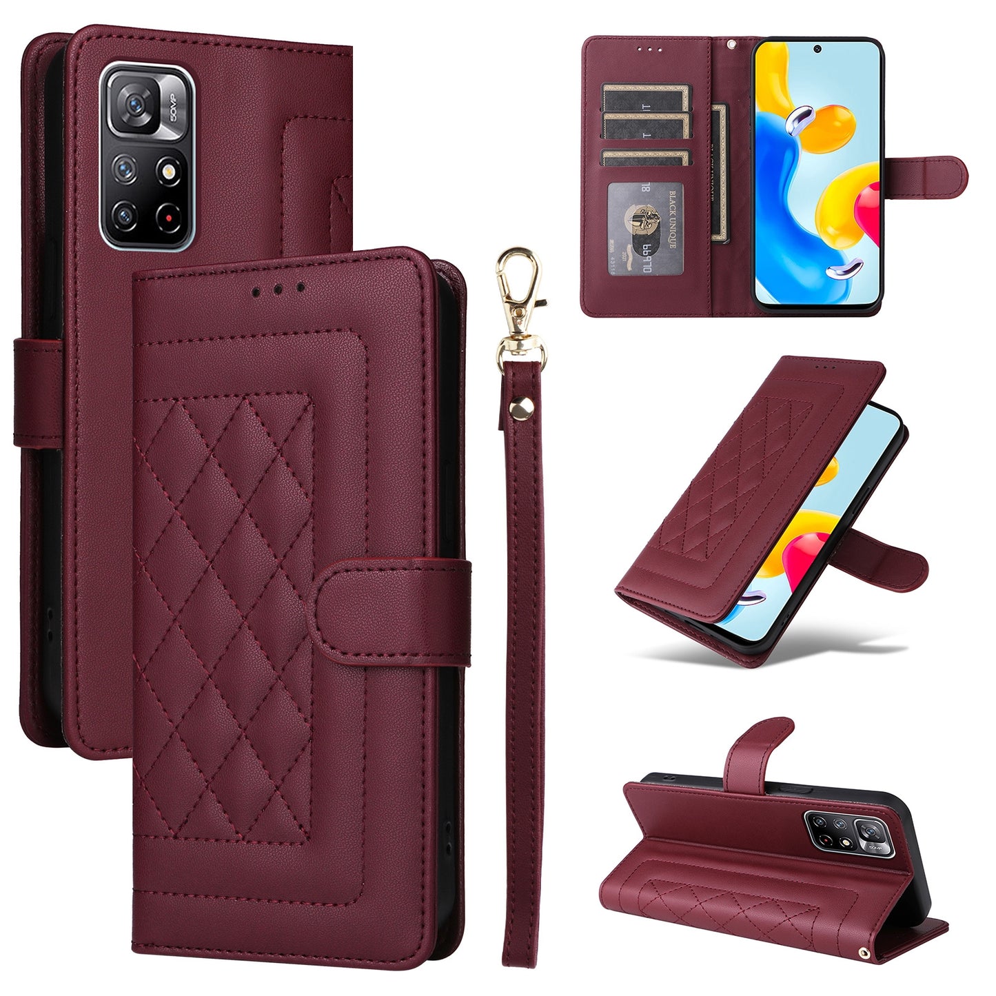 Xiaomi Poco M4 Pro 5G Diamond Lattice Leather Flip Phone Case - Durable and Convenient Holder with Precision Cutouts