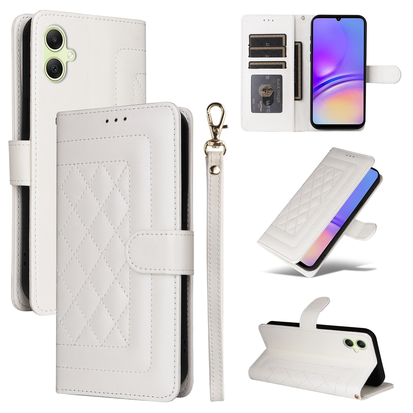 Samsung Galaxy A05 Diamond Lattice Leather Flip Phone Case - Durable and Convenient Holder with Precision Cutouts