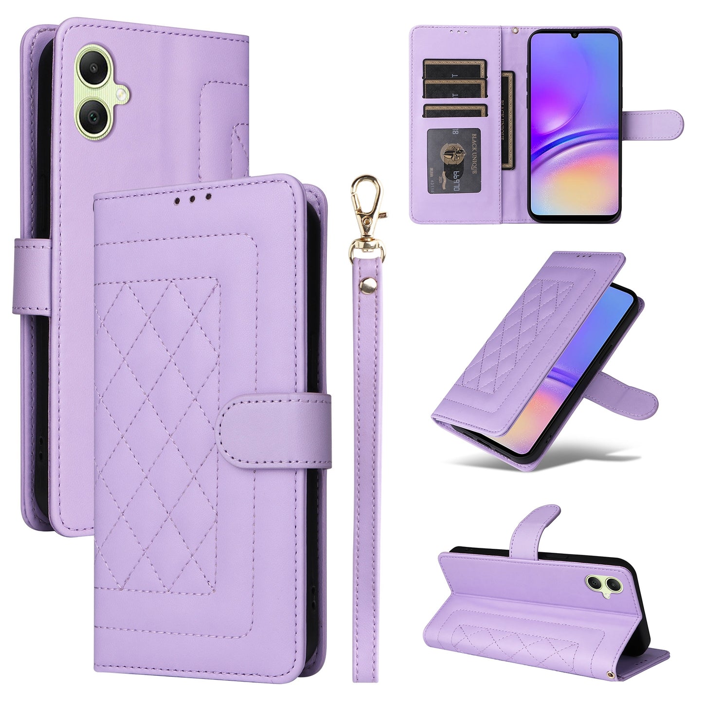 Samsung Galaxy A05 Diamond Lattice Leather Flip Phone Case - Durable and Convenient Holder with Precision Cutouts