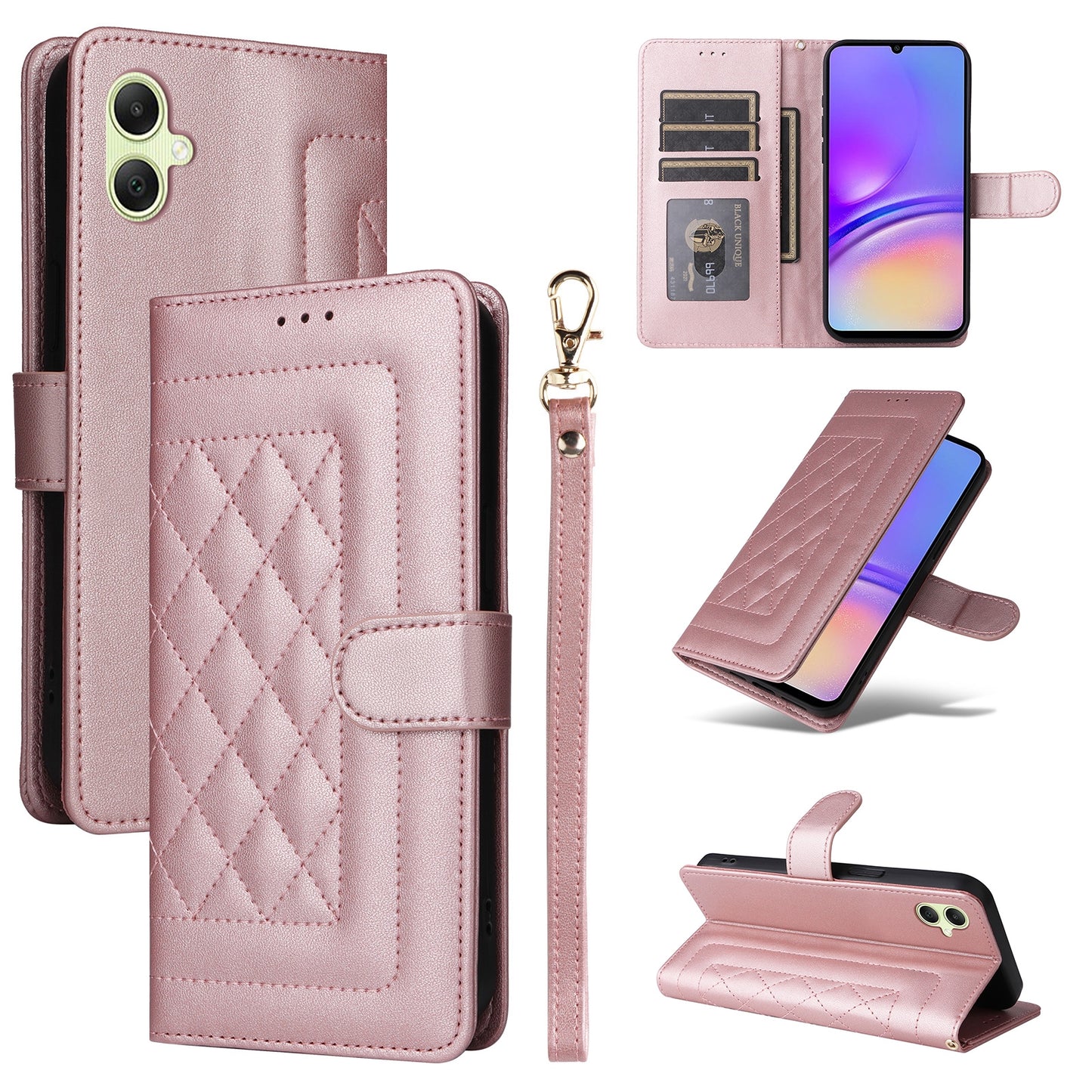 Samsung Galaxy A05 Diamond Lattice Leather Flip Phone Case - Durable and Convenient Holder with Precision Cutouts