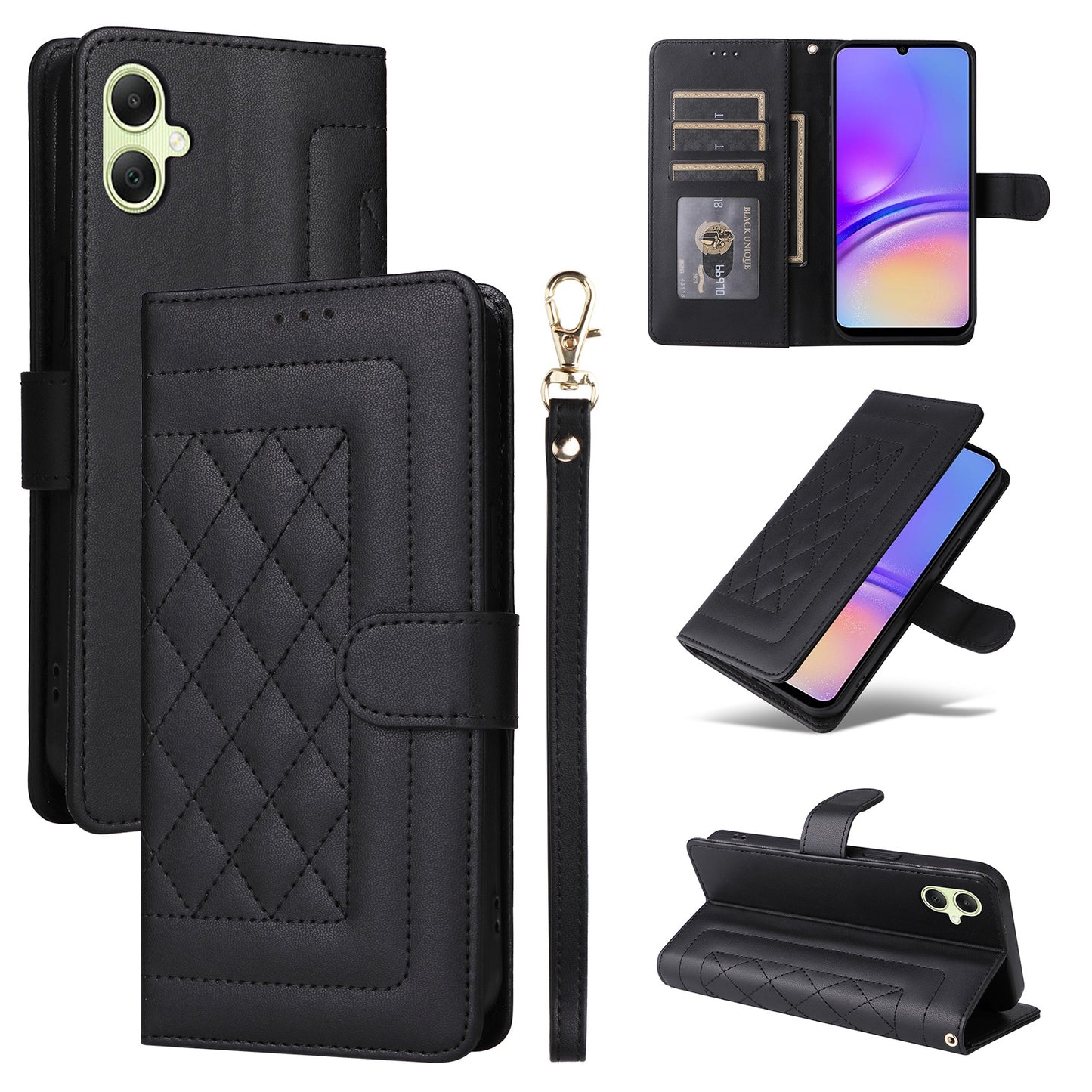 Samsung Galaxy A05 Diamond Lattice Leather Flip Phone Case - Durable and Convenient Holder with Precision Cutouts