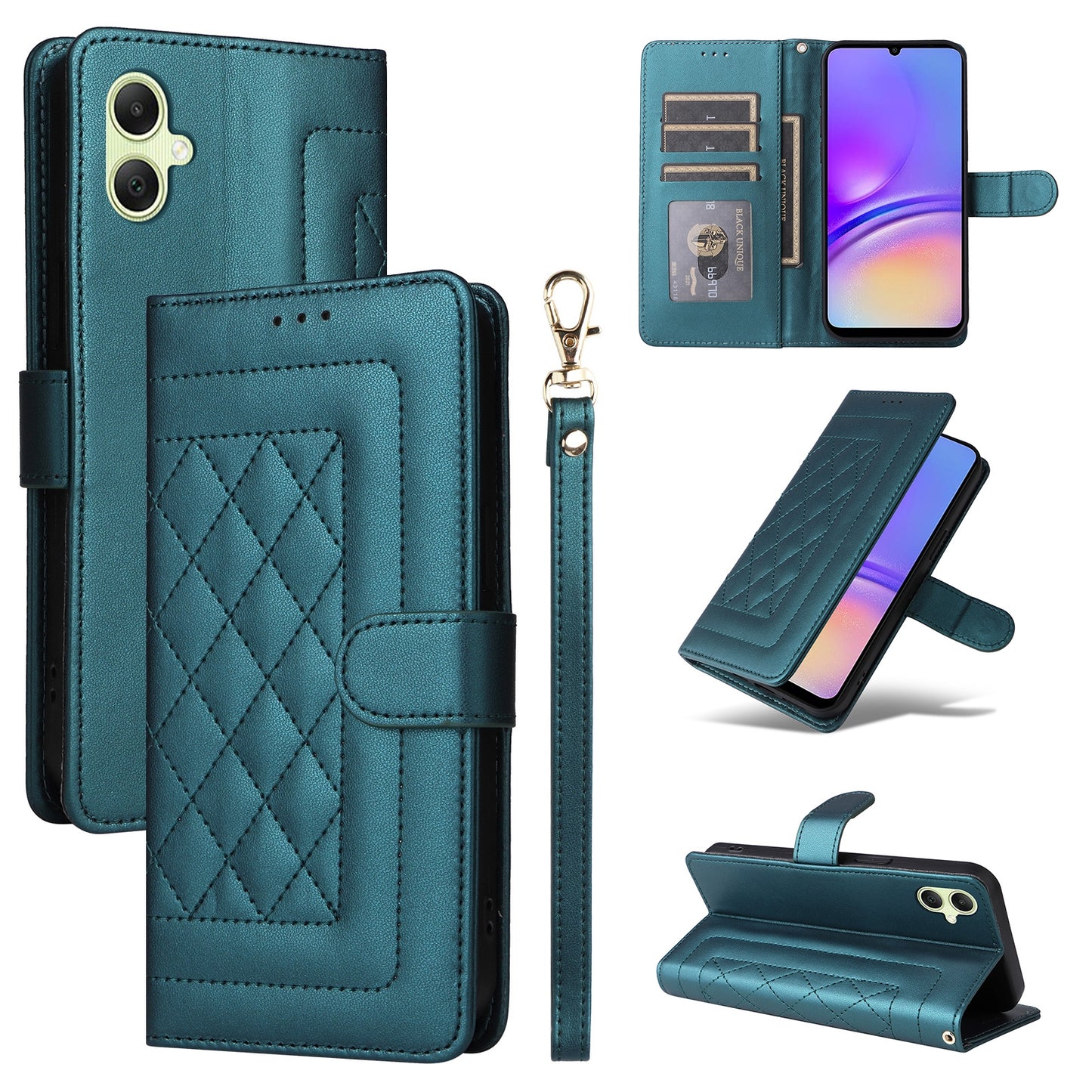 Samsung Galaxy A05 Diamond Lattice Leather Flip Phone Case - Durable and Convenient Holder with Precision Cutouts