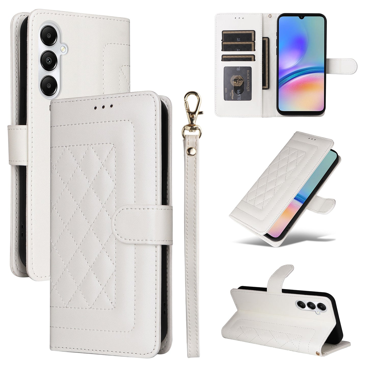 Samsung Galaxy A05s Diamond Lattice Leather Flip Phone Case - Durable and Convenient Holder with Precision Cutouts