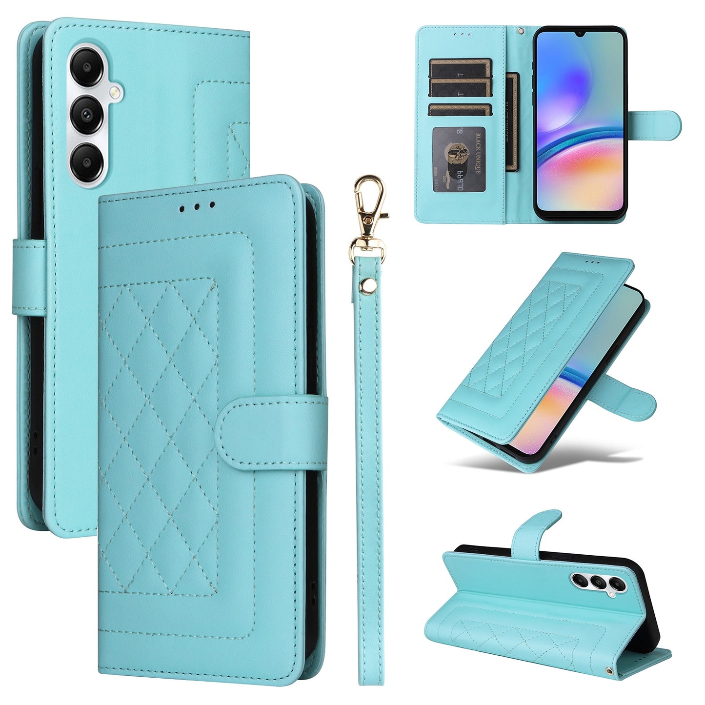 Samsung Galaxy A05s Diamond Lattice Leather Flip Phone Case - Durable and Convenient Holder with Precision Cutouts