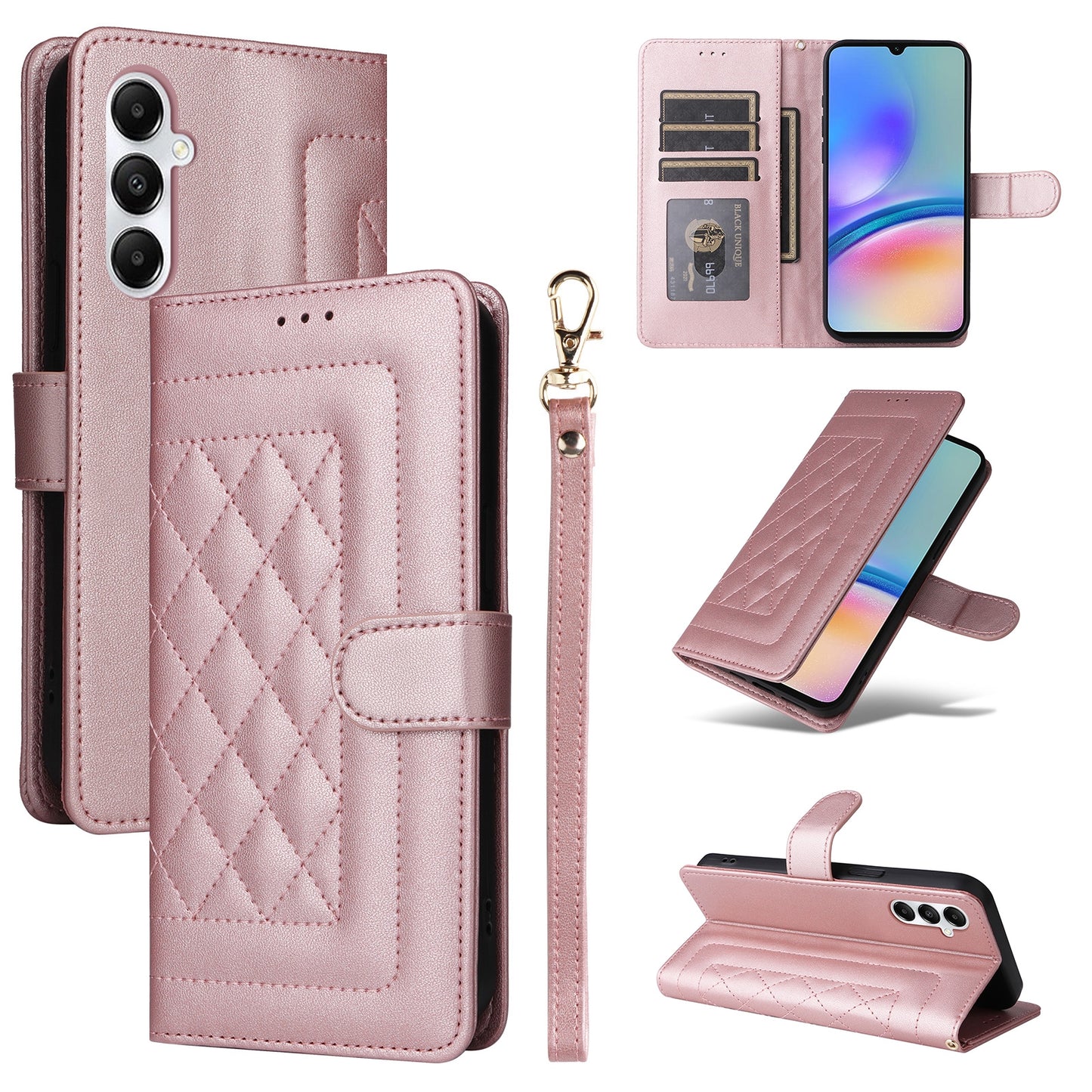 Samsung Galaxy A05s Diamond Lattice Leather Flip Phone Case - Durable and Convenient Holder with Precision Cutouts