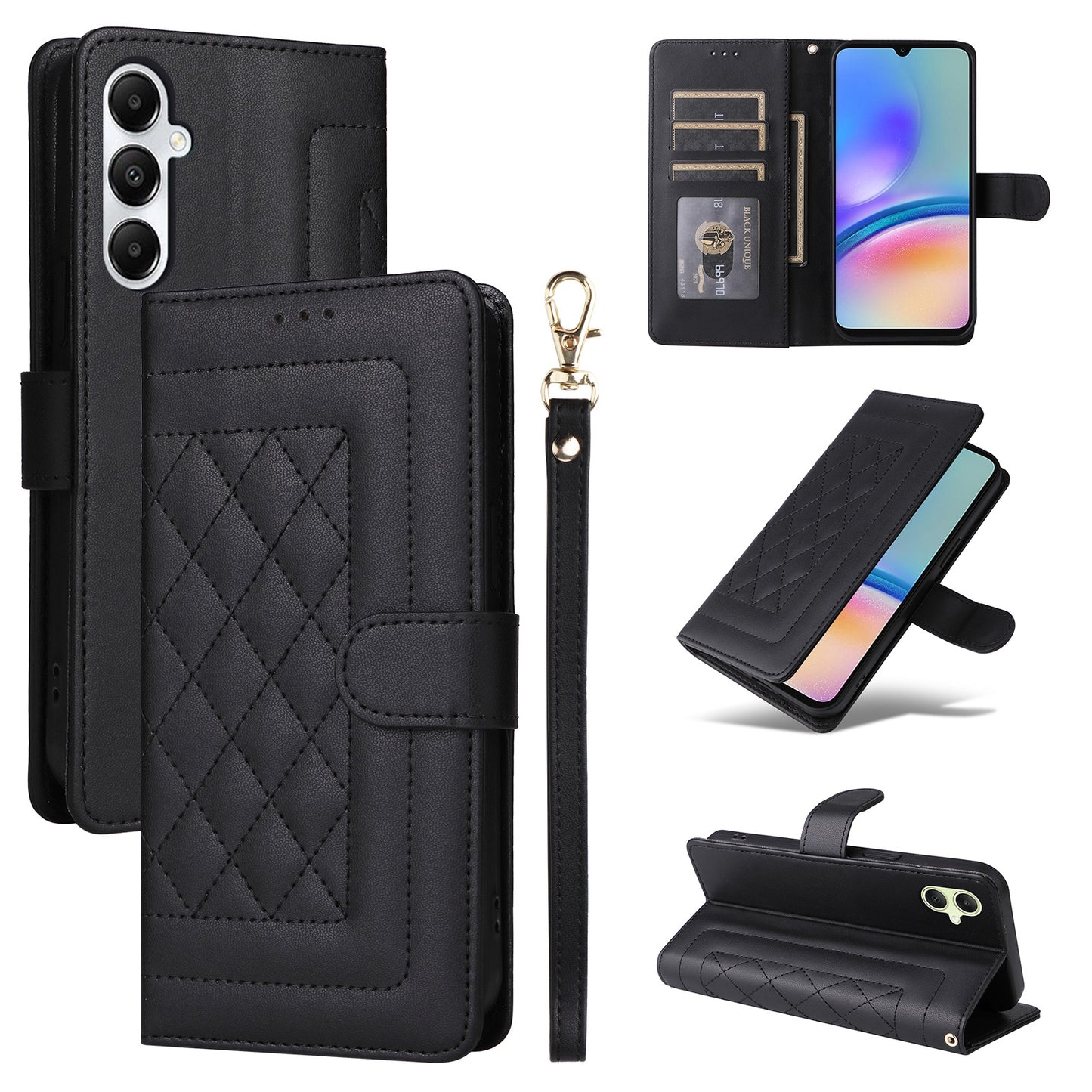 Samsung Galaxy A05s Diamond Lattice Leather Flip Phone Case - Durable and Convenient Holder with Precision Cutouts