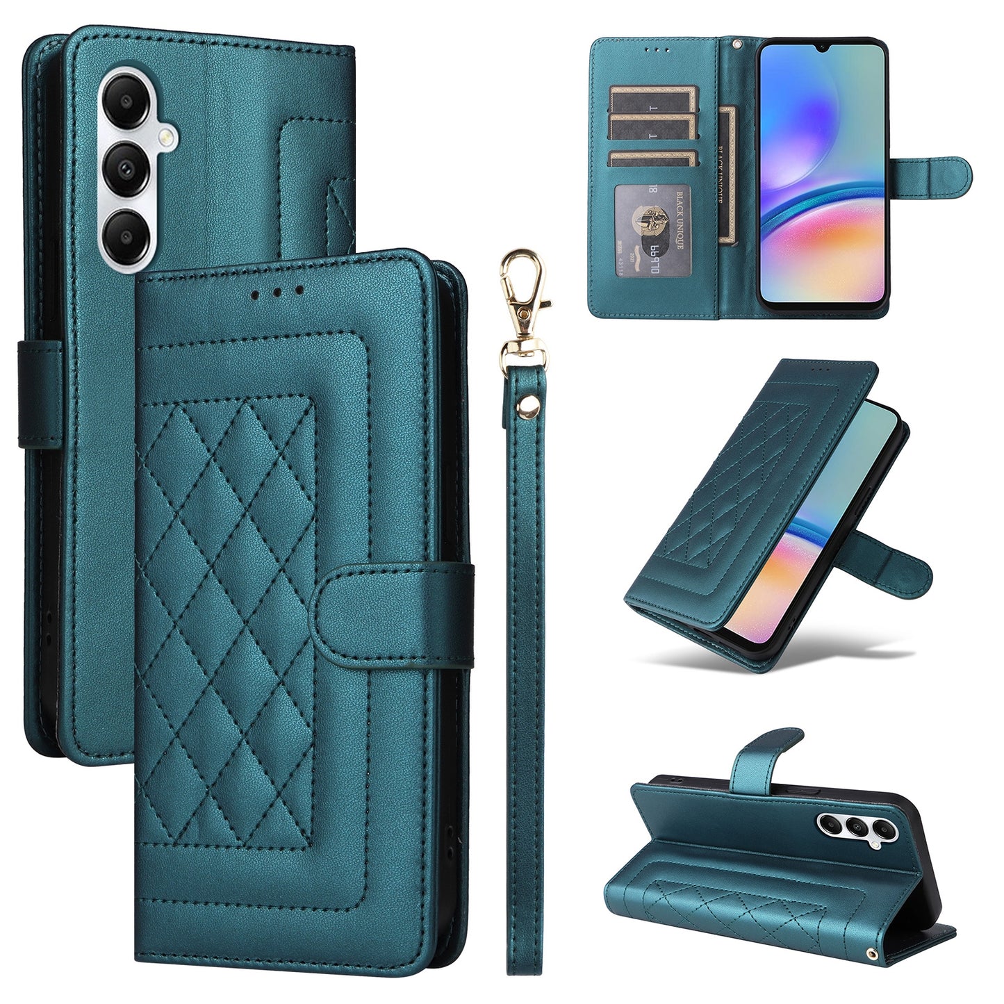 Samsung Galaxy A05s Diamond Lattice Leather Flip Phone Case - Durable and Convenient Holder with Precision Cutouts