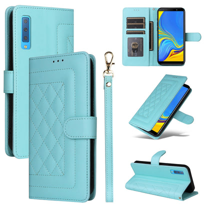 Samsung Galaxy A7 Diamond Lattice Leather Flip Phone Case - Durable and Convenient Holder with Precision Cutouts