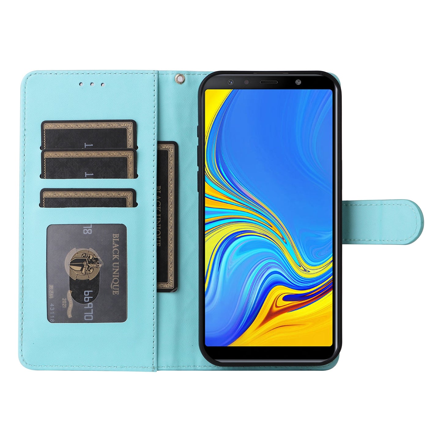 Samsung Galaxy A7 Diamond Lattice Leather Flip Phone Case - Durable and Convenient Holder with Precision Cutouts