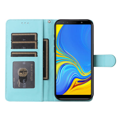 Samsung Galaxy A7 Diamond Lattice Leather Flip Phone Case - Durable and Convenient Holder with Precision Cutouts