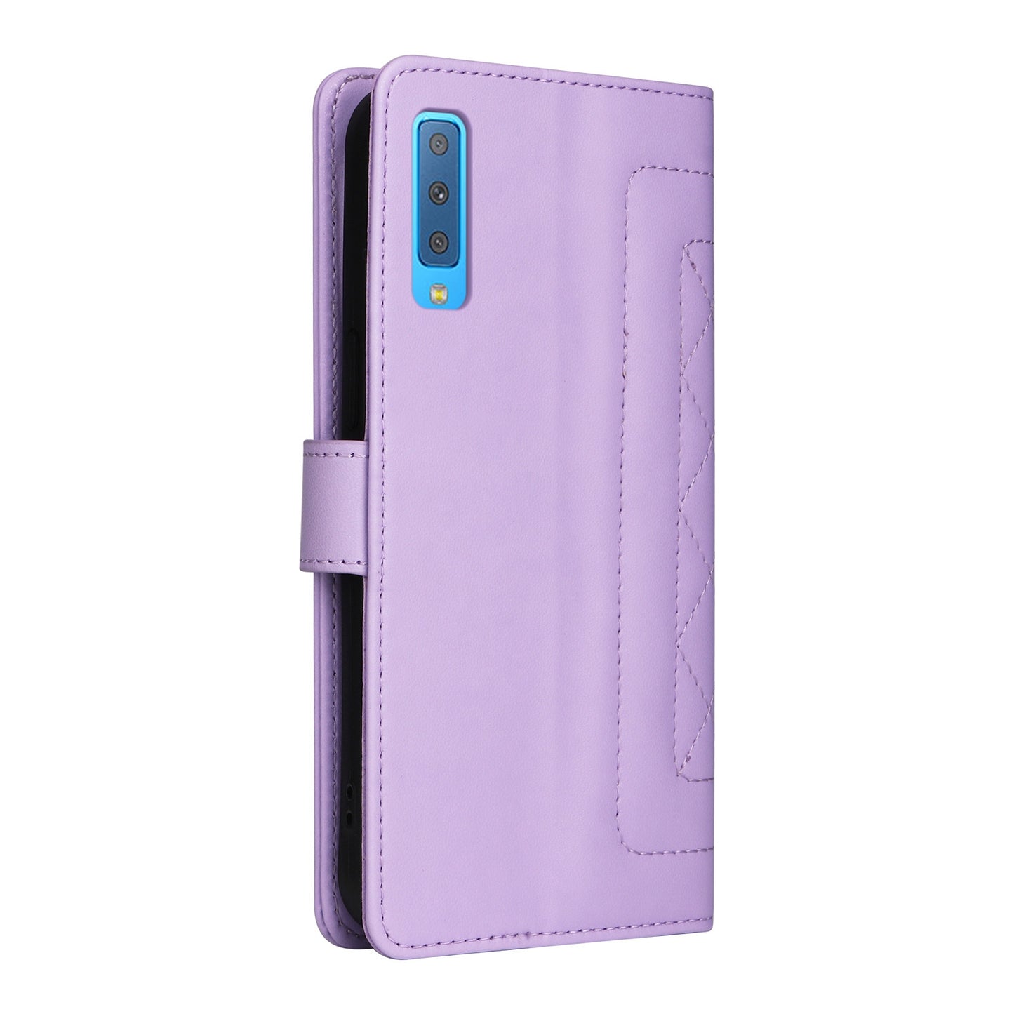 Samsung Galaxy A7 Diamond Lattice Leather Flip Phone Case - Durable and Convenient Holder with Precision Cutouts