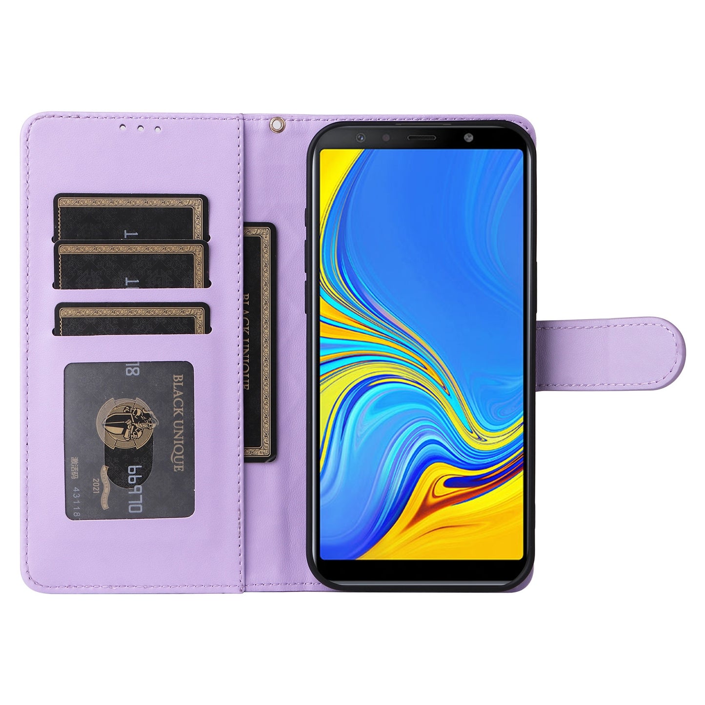 Samsung Galaxy A7 Diamond Lattice Leather Flip Phone Case - Durable and Convenient Holder with Precision Cutouts