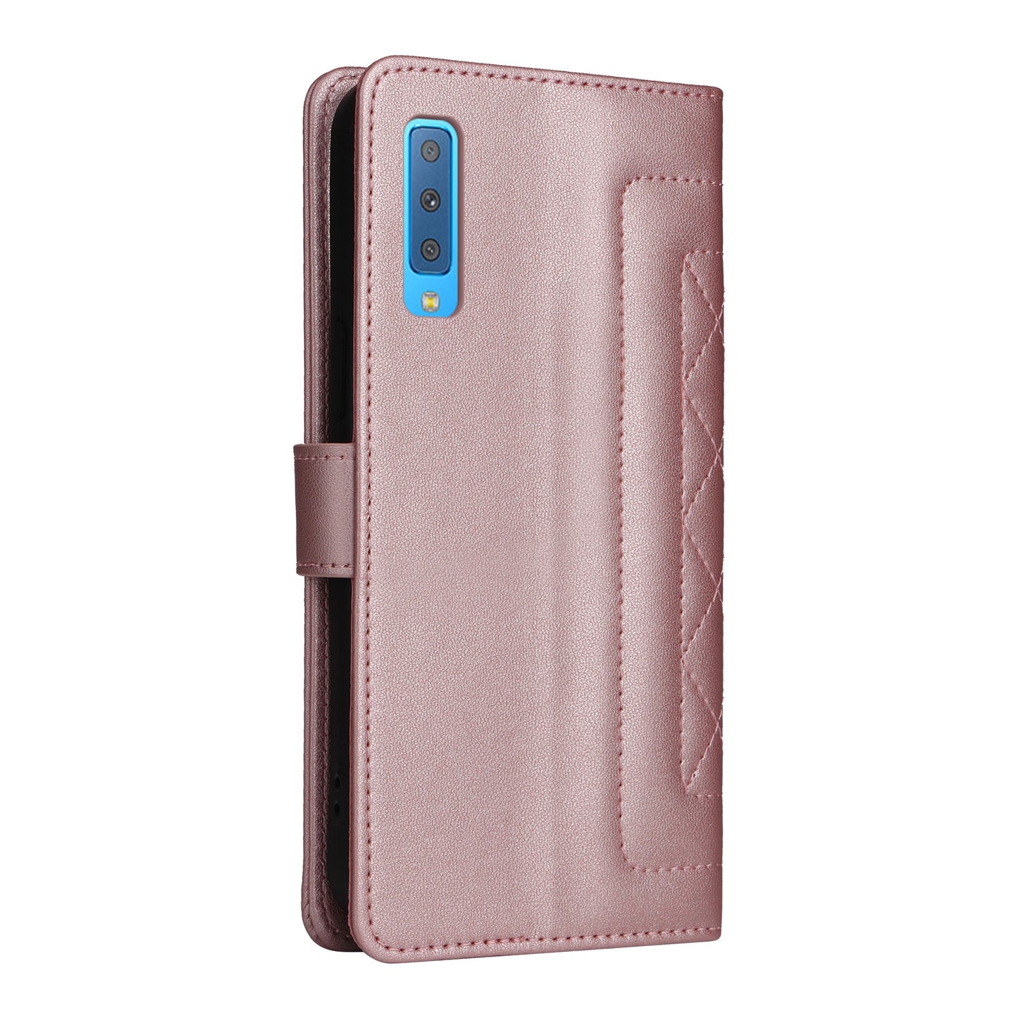 Samsung Galaxy A7 Diamond Lattice Leather Flip Phone Case - Durable and Convenient Holder with Precision Cutouts