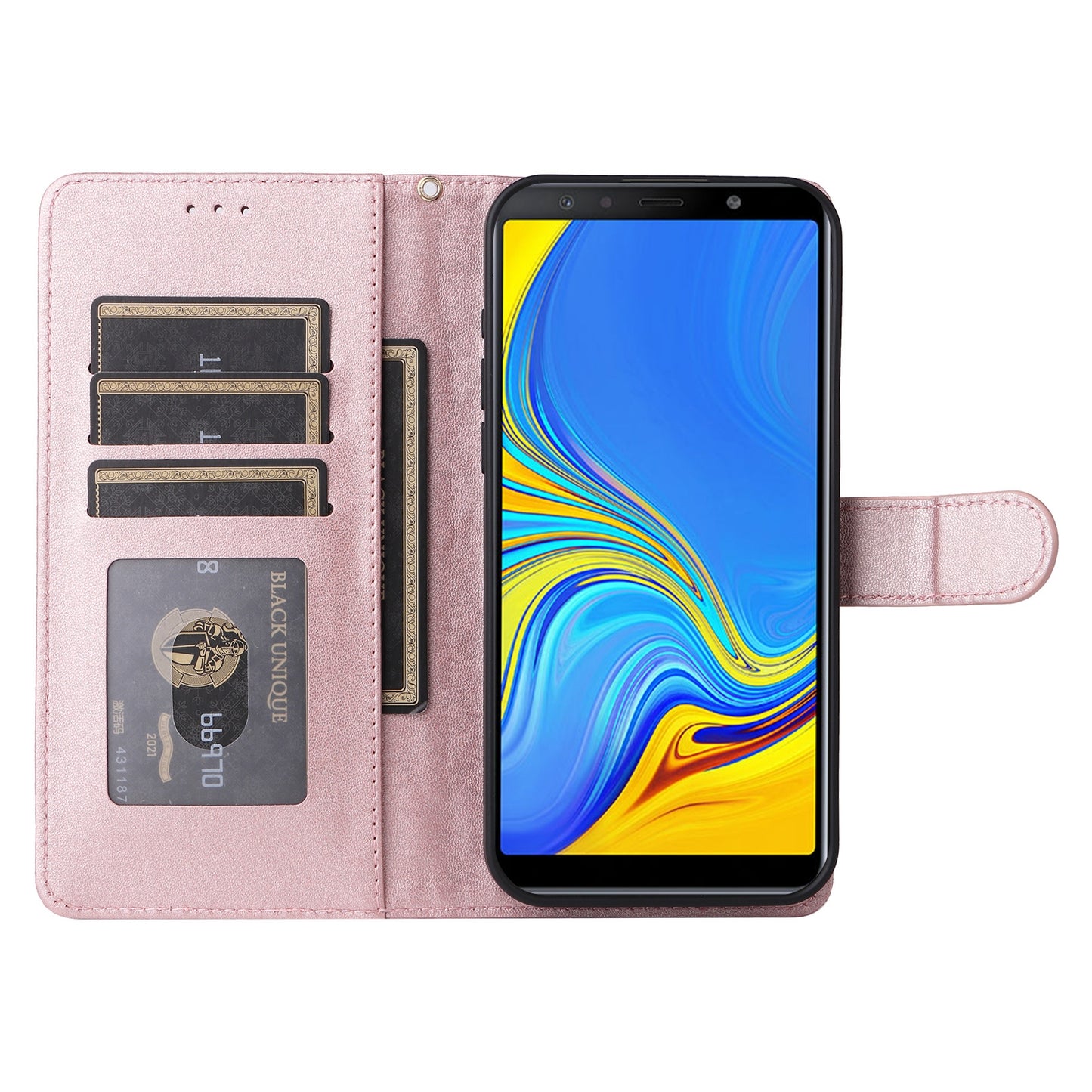 Samsung Galaxy A7 Diamond Lattice Leather Flip Phone Case - Durable and Convenient Holder with Precision Cutouts