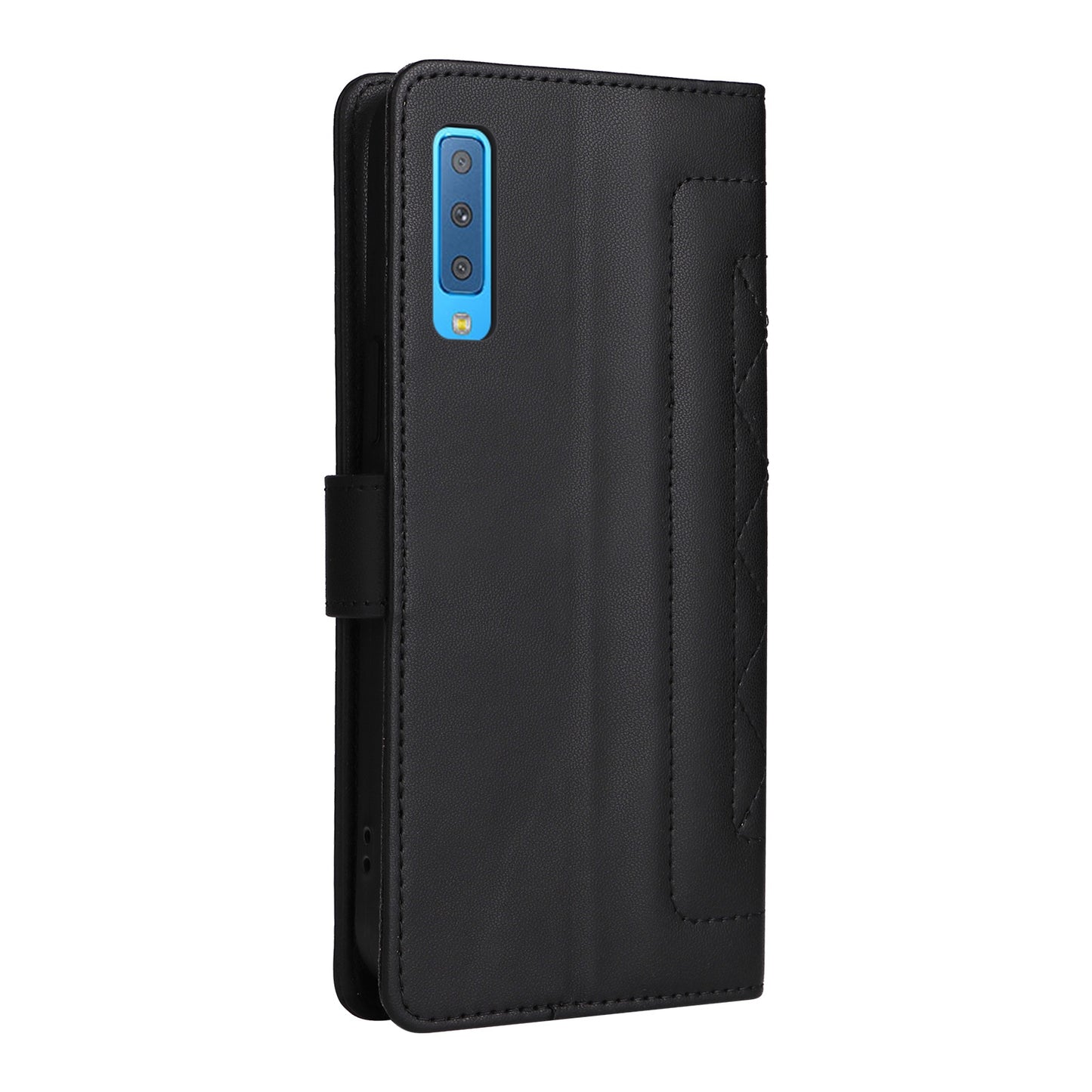 Samsung Galaxy A7 Diamond Lattice Leather Flip Phone Case - Durable and Convenient Holder with Precision Cutouts