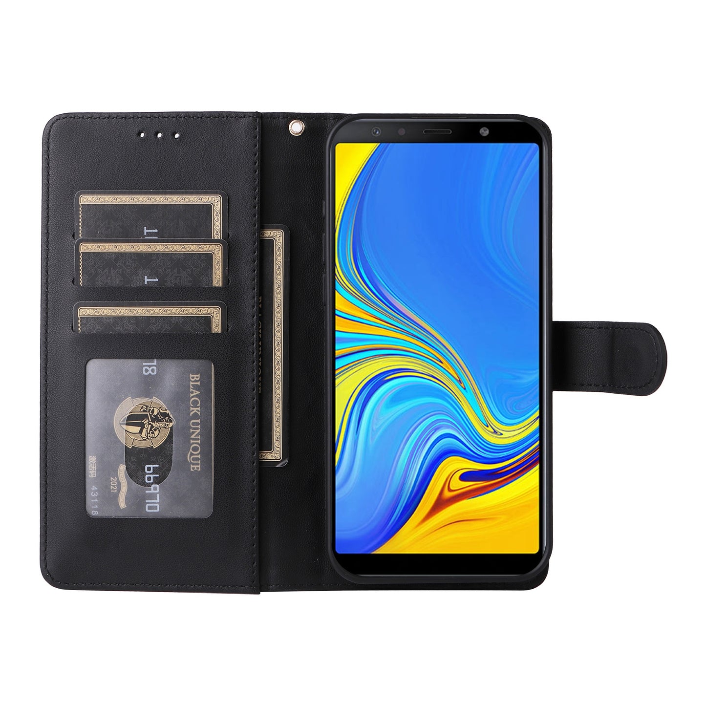 Samsung Galaxy A7 Diamond Lattice Leather Flip Phone Case - Durable and Convenient Holder with Precision Cutouts